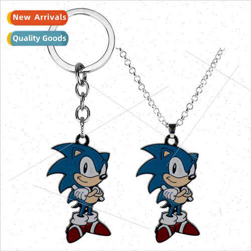 Movie  metal keychain car charm hedgehog pendant necklace