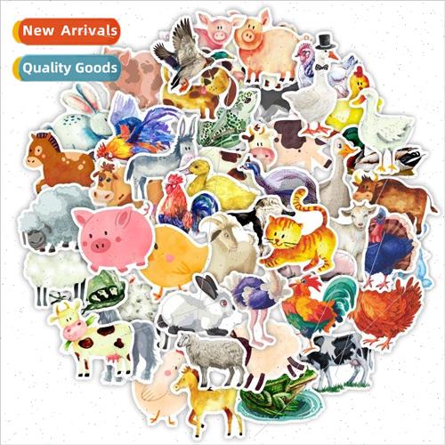 50 pcs watercolor cartoon farm animals cows ducks children c