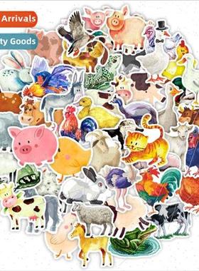 50 pcs watercolor cartoon farm animals cows ducks children c
