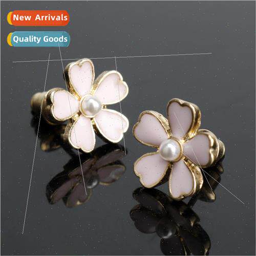 Fresh Pink Drip Oil Pearl Cherry Blossom Stud Earrings