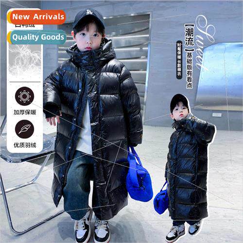 Childrens down jacket black gold in the long section over th