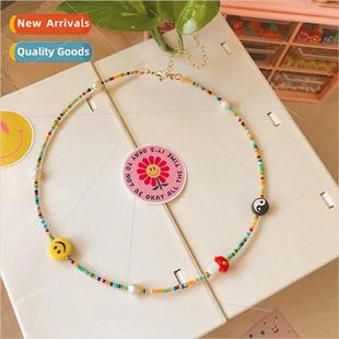 beads simple smiley Bohemian mushroom millet glazed beach