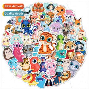 50 pcs of big eyes animal stickers cute cartoon big eyes cut