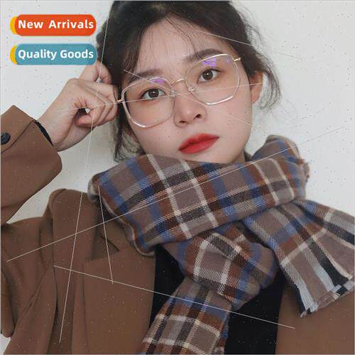 The new plaid scarf female winter ins wind high value Korean