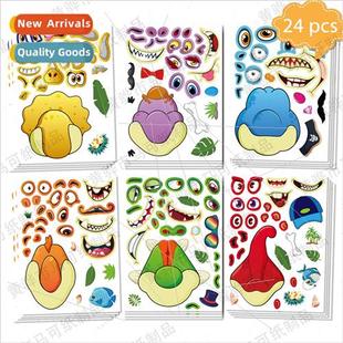 Dinosaur Themed Birthday Party Favor Stickers Kids DIY Face