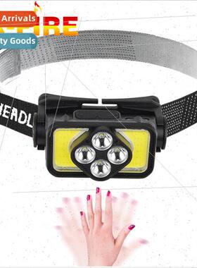 Sensor far and near light headlamp outdoor riding light USB