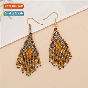 Rice Beads Tassel Ethnic Wom Rhombus MGB Woven Bohemian Hand