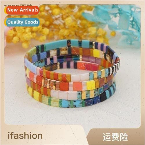 Boho Spring/Summer Tila Handmade Beaded Rainbow Bracelet