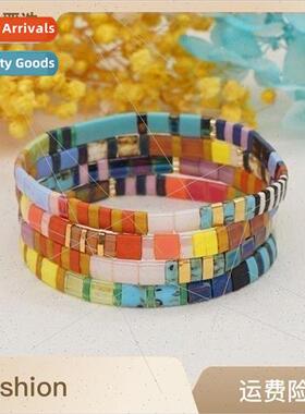 Boho Spring/Summer Tila Handmade Beaded Rainbow Bracelet