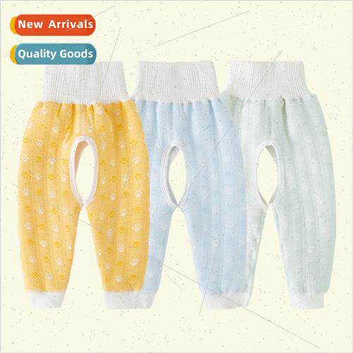 Baby warm pants baby clip cotton high waist belly pants chil