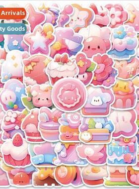 56 pcs of 3D pink cute girl toy graffiti stickers luggage sk