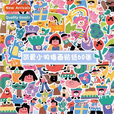 60 pcs of cute little things stickers cartoon hand-painted c