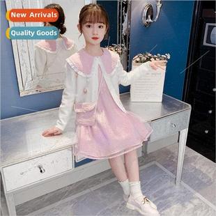 new childrens 适用eign Girls suit 2023 fall girl dress