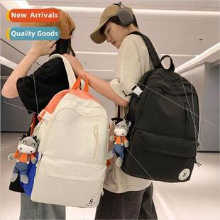 ins collision color schoolbag female new Mori ancient sense