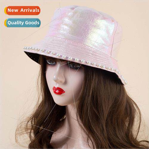 New laser imitation leather double-sided fisherman hat women