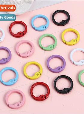 Candy color alloy spray paint spring ring keychain round rin
