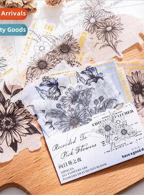 Stamping stickers Pick up flowers record light retro hand-pa