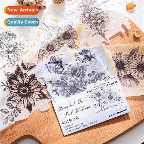 Stamping stickers Pick up flowers record light retro hand-pa