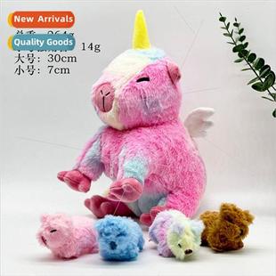 child uni fish capybara toy plush and mom unicorn puffer New