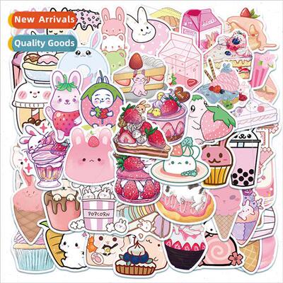 50 Pink Cute Dessert Rabbit Doodle Stickers ggage Car Waterp