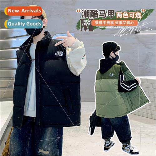 Boys down cotton vest fall and winter 2023 new middle and la