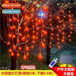 ght Rainproof Lantern Outdoor 0.8m Strip Ice Solar Red New