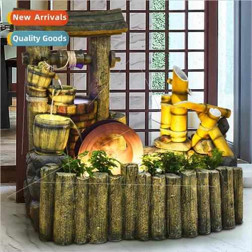 Rockery running water fountain feng shui wheel rustic bamboo