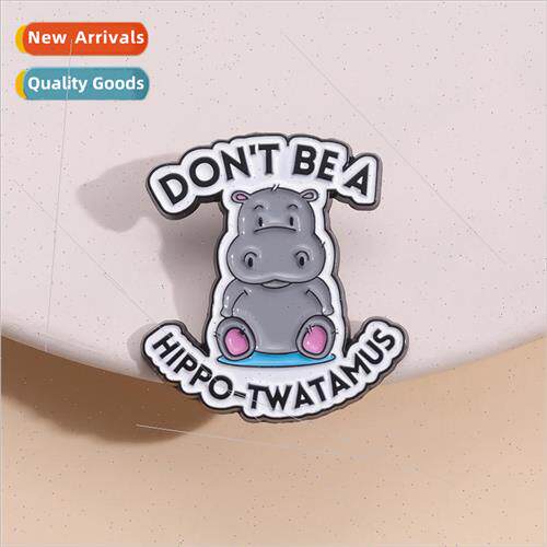 Cute hippopotamus brooch cartoon animal costume accessories