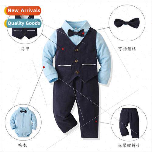 Infant and toddler vest three-piece set of autumn long-sleev