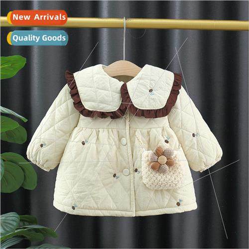 Girls cotton jacket winter new 适用eign- padded cotton baby