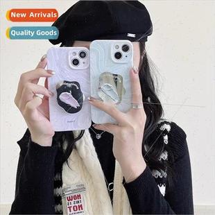 ins water ripple pigment mirror stand 适用 apple 14/13 phone