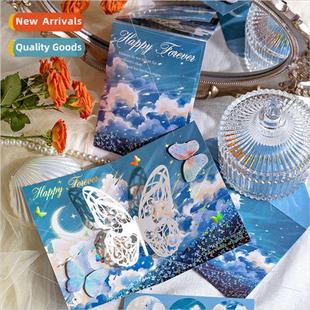 Set Envelope Butterfly Shadow Skeleton Greeting Series Card