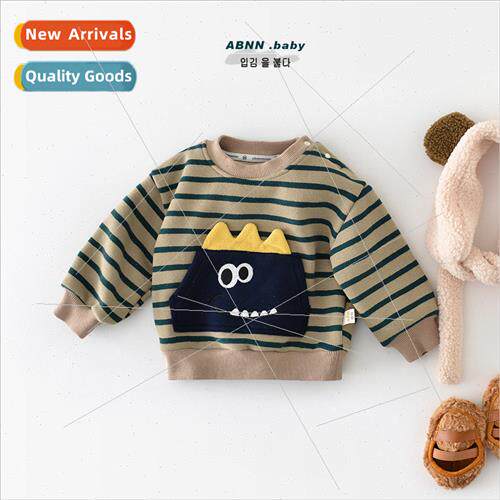Baby sweater fall and winter boys outside striped padded war