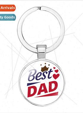 New Accessories Best Super Dad Time Gemstone Keychain Father