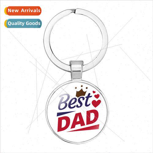 New Accessories Best Super Dad Time Gemstone Keychain Father