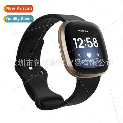 New 适用 Fitbit Versa3 silicone strap solid color waterproof
