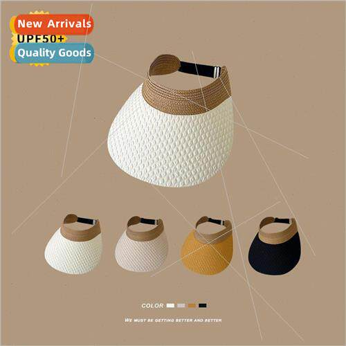 Checkered large-brimmed hollow top hat female Japanese summe