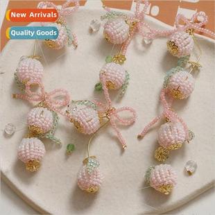 gradient pink weaving girl bead handmade bow diy Sweet peach