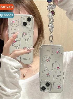 Teenage girl plating cat 适用 iPhone 12 bracelet 14ProMax ph