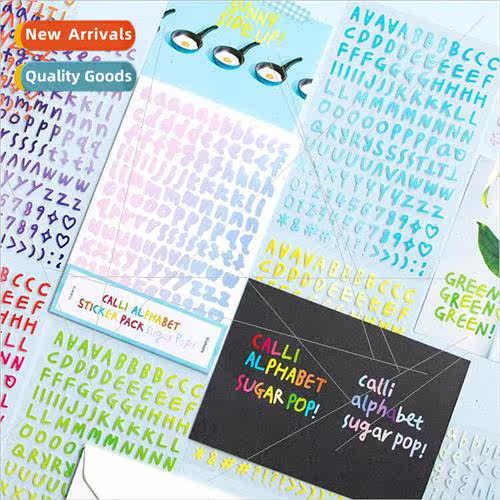 Korea gradient colorful stickers letters numbers without mar