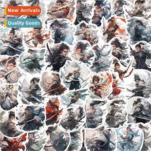 50 ancient  juvenile swordsman cartoon stickers decorative h