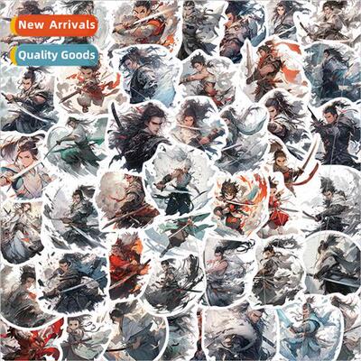 50 ancient  juvenile swordsman cartoon stickers decorative h