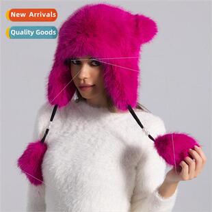 Warm plush imitation fur fox hair thickened ear protection L