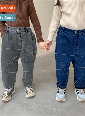 Childrens pants end meng 2023 winter section boys and girls