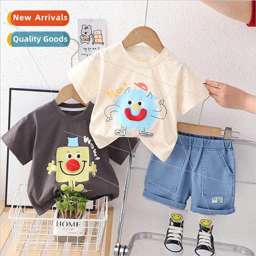 2023 new childrens round neck short-sleeved suit girls summe