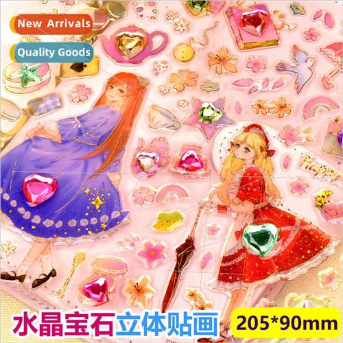 Cute girl heart stickers crystal three-dimensional INS princ