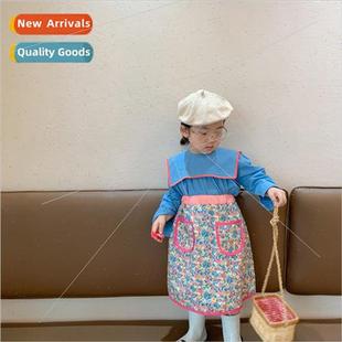 2022 spring cute childrens collisi set wear girls Korean new