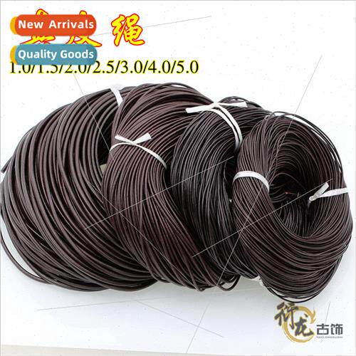 DIY Jewelry Materials Handmade Beaded Cowhide Rope Round Lea