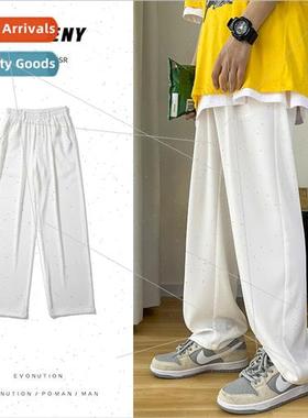 White pants drape feeling oversize ice silk wide leg pants m