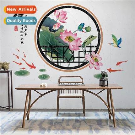 wall stickers CH69068 g summer lotus ancient  lotus greenery